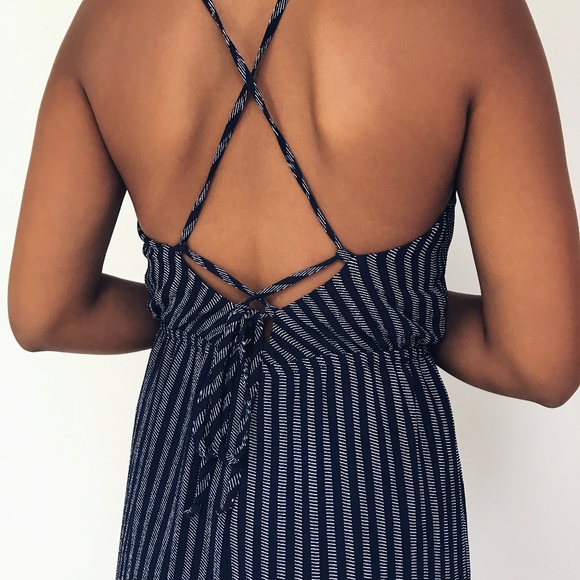 🆕 Davina - Navy Blue Striped Jumpsuit - Picture 6 of 6